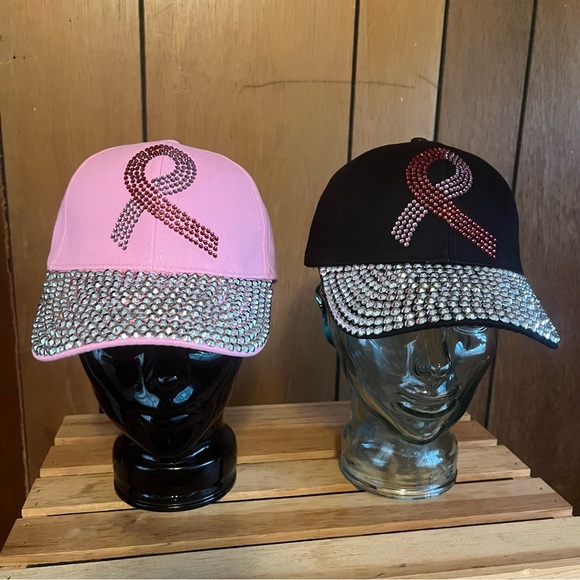 Bling Pink Ribbon Cap for Breast Cancer Awareness (Black) - Picture 7 of 7